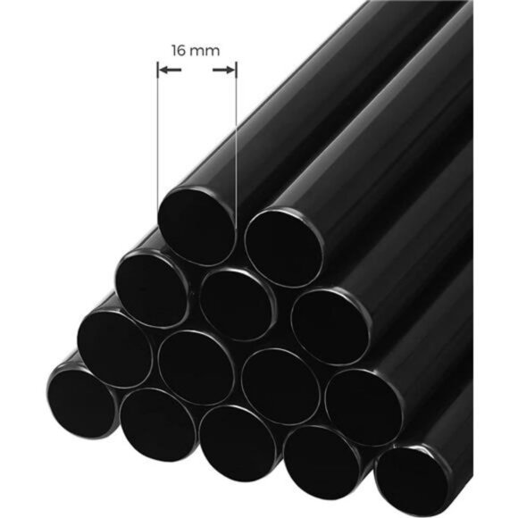 Portable Clothes Closet, Non-Woven Fabric Wardrobe with 2 Hanging Rods, Black - Picture 5 of 6